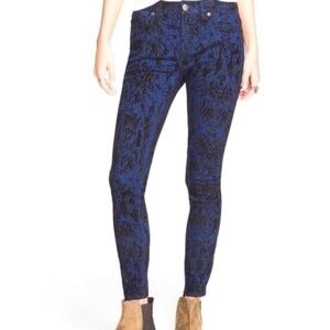 Free People jeans pants Indigo Jacquard Copperhead Flocked skinny‎ stretch 25